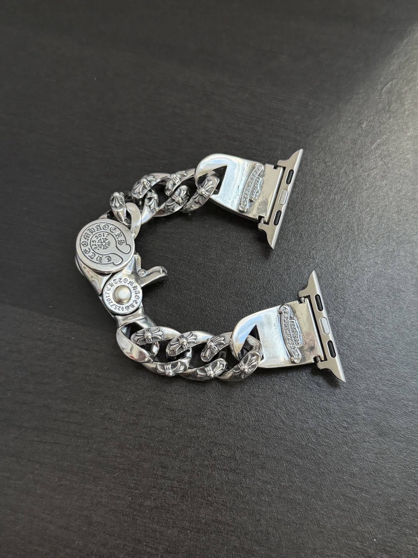 Chrome Hearts Silver Watch Band with Fleur-de-lis Design